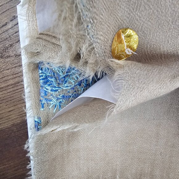 NEW! Hand Embroidered Kashmir Pashmina Cashmere Omani Mussar Shawl 2.5 Yards - Picture 4 of 5